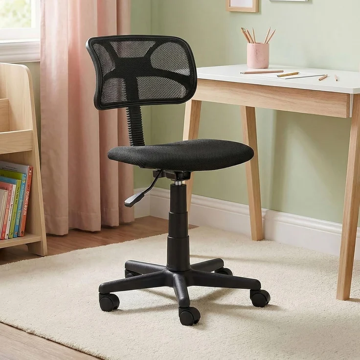 IDIMEX Drehstuhl MILAN, Schreibtischstuhl Kinder mit Stoffbezug, stabiles Fußkreuz grau – Bild 2