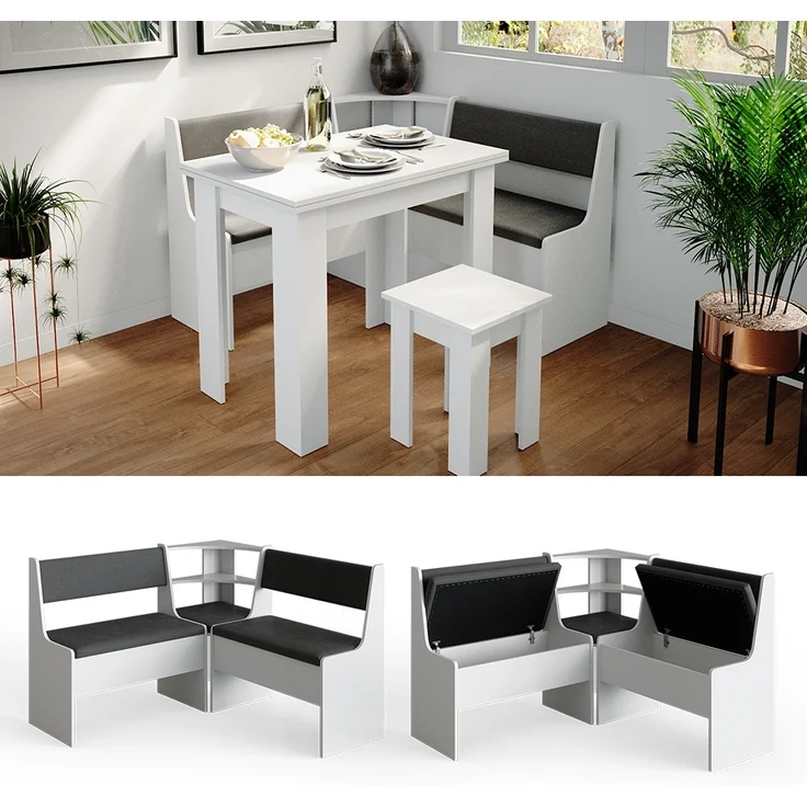 Eckbankgruppe Roman Weiß 120 x 120 cm Ohne Tisch Vicco – Bild 2