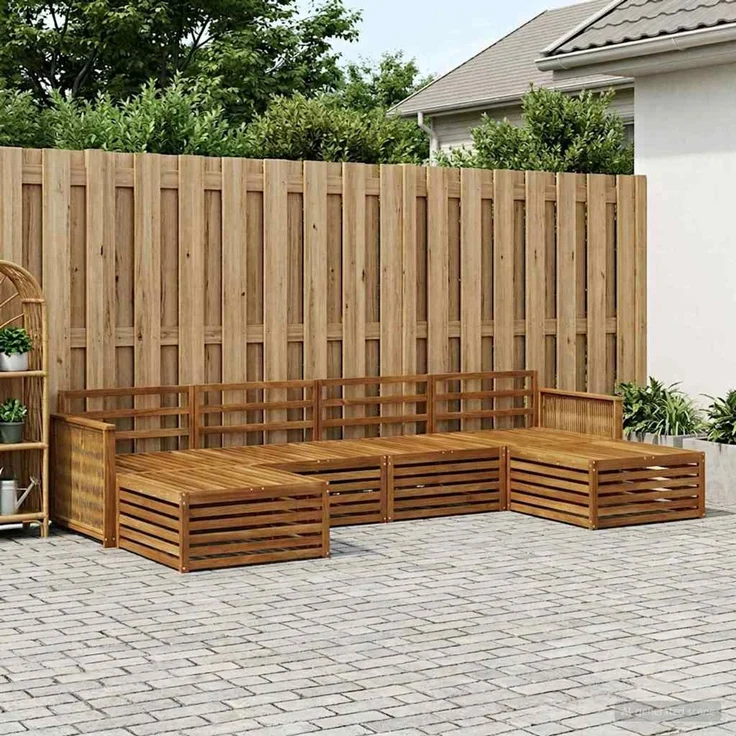 vidaXL Outdoor-Sofagarnitur 6 stk. 4-Sitzer Natur Massivholz Akazie 3383687 – Bild 1