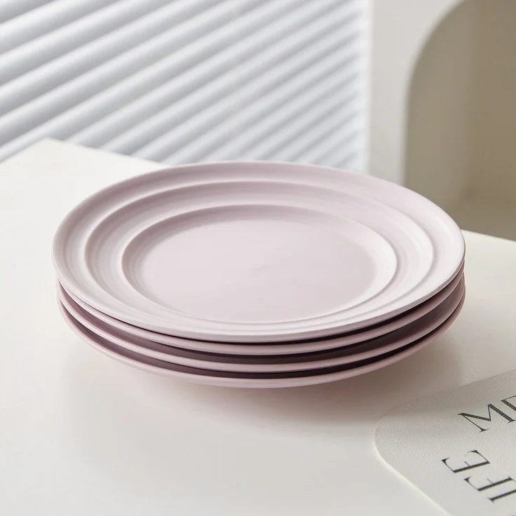 JIWOO Teller 4er Ø21,4cm, Salatteller Frühstücksteller Pastateller Dessertteller, (4 St), Keramik Hochwertiges Tellerset Lila Mikrowellen spülmaschinenfest – Bild 2