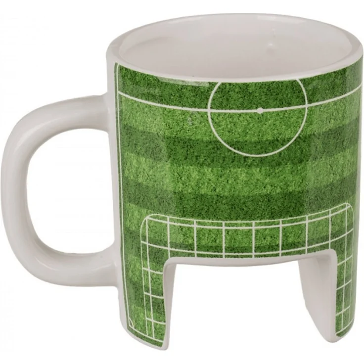 Kaffeetasse Fußballplatz ca. 12 x 9 cm mit Zubehör Fußball Tasse aus Steingut – Bild 3