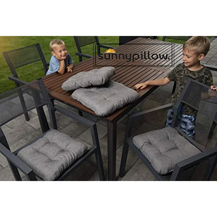 sunnypillow Stuhlkissen 4er Set Stuhlkissen 40x40 cm Bequeme 8cm, Polsterauflage Auflage für Stühle / Bänke – Bild 3