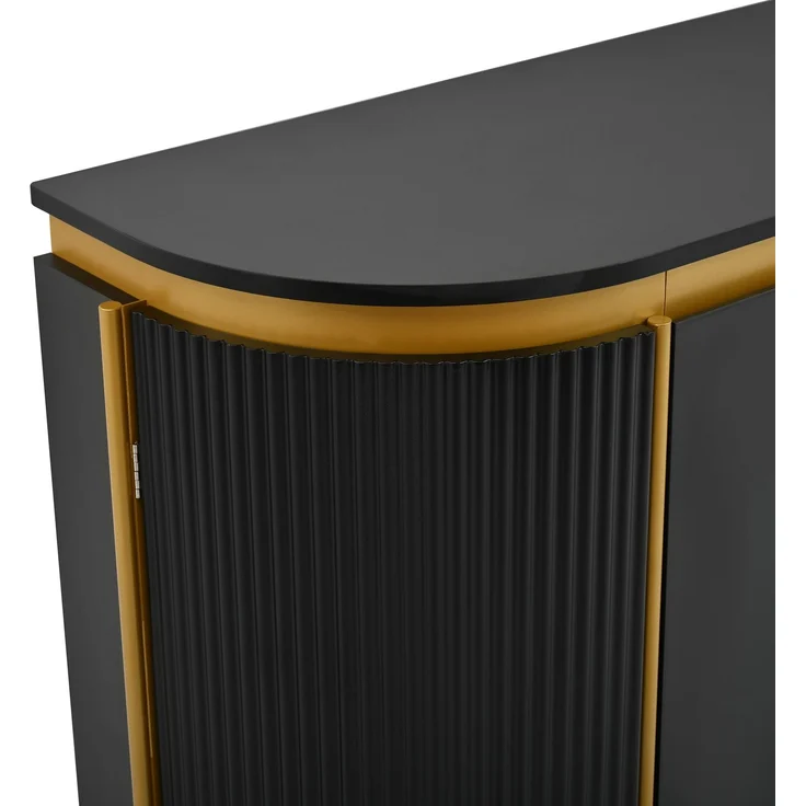 ZUBALIYA Sideboard 140x38x80 cm, mit 4 Türen, aus MDF, Schwarz – Bild 12