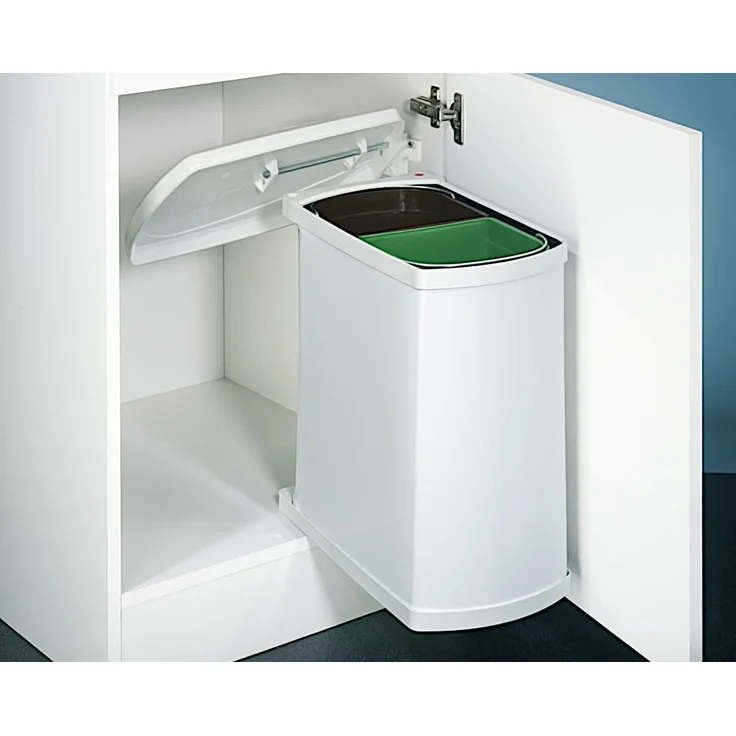 HAILO Abfallsorter 16 (2x8) Liter DUO-3416 ab 45 cm Schrankbreite, weiß – Bild 4