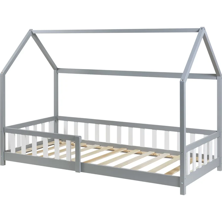 Hausbett Hesel mit Rausfallschutz 90x200cm Grau [en. casa] – Bild 2