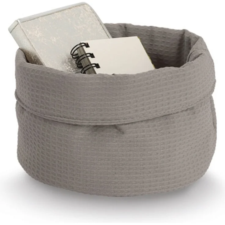 ZELLER 14532 Aufbewahrungskorb Ø 20 cm in TAUPE Waffelpiqué, Polyester / Korb – Bild 4