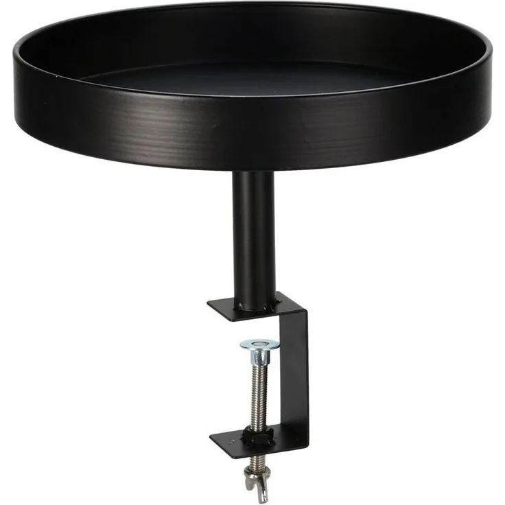 Spetebo Beistelltisch Metall Beistell Tisch zum Klemmen schwarz - 28 cm (Komplettset, 1-St, Tablett mit Halterung), kein Werkzeug erforderlich / Blumenständer