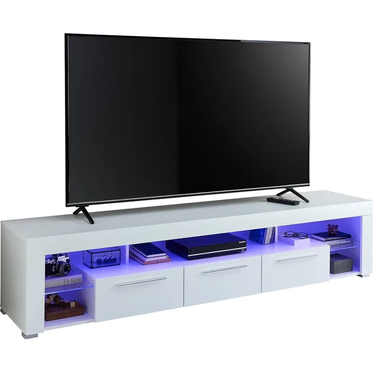 TV Lowboard GOAL2 weiß glanz Beleuchtung