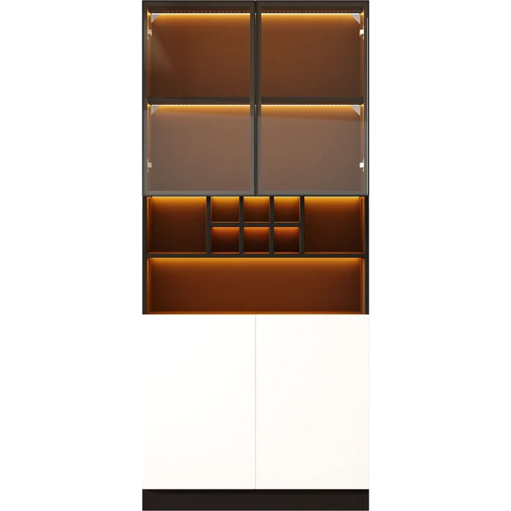 Glasvitrine 80x30x180 cm mit LED-Beleuchtung, Flaschenhalter und zwei Türen – Bild 4