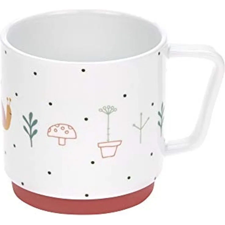 LÄSSIG Tasse Porzellan Kindertasse Trinkbecher mit Silikonring rutschfest Kindergeschirr- Garden Explorer girls