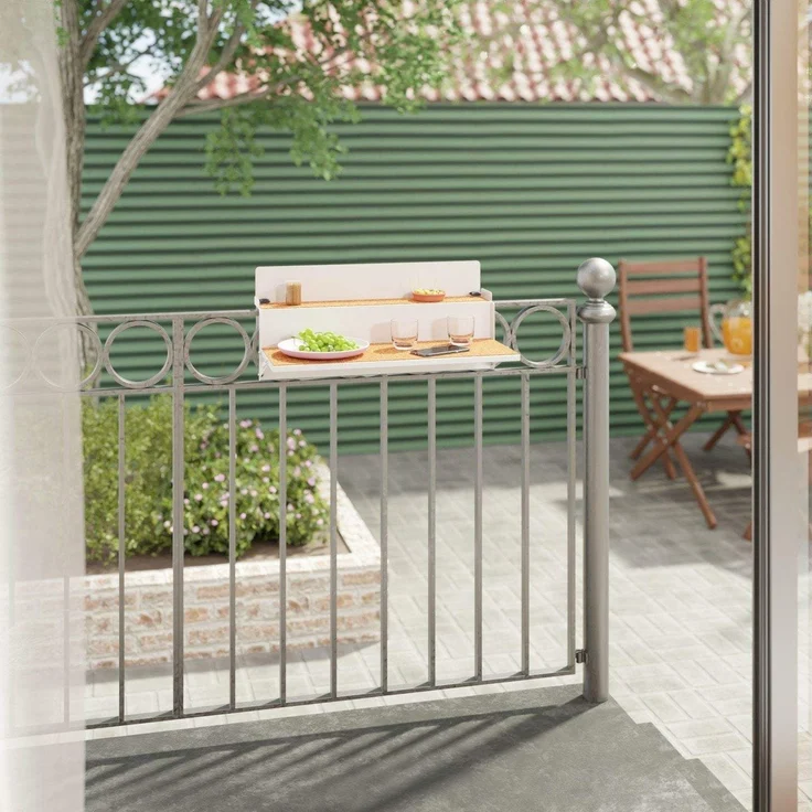 FORFUN Tischregal - Ideal für kleine Balkone - Weiß - Verstellbares Balkonregal Levira – Bild 2