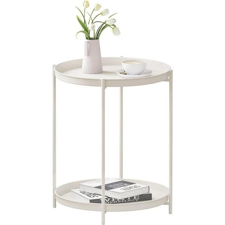 Woltu Beistelltisch (1-St), mit Stauraum, 2 abnehmbare Tabletts, rund, aus Metall – Bild 4