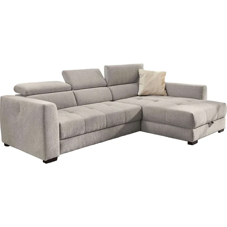 Ecksofa Selina / San Marino, Polyester, Stoff, Grau, 306 x 104 x 200 cm