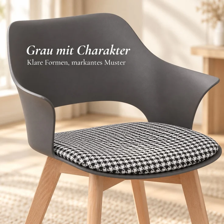 ALBATROS Esszimmerstühle 4er Set AALBORG, Grau - Beine aus Buche Massiv-Holz, Skandinavisches Retro-Design, bequemer Schalenstuhl - Eleganter Küchenstuhl, Stuhl Esszimmer für Esstisch – Bild 10