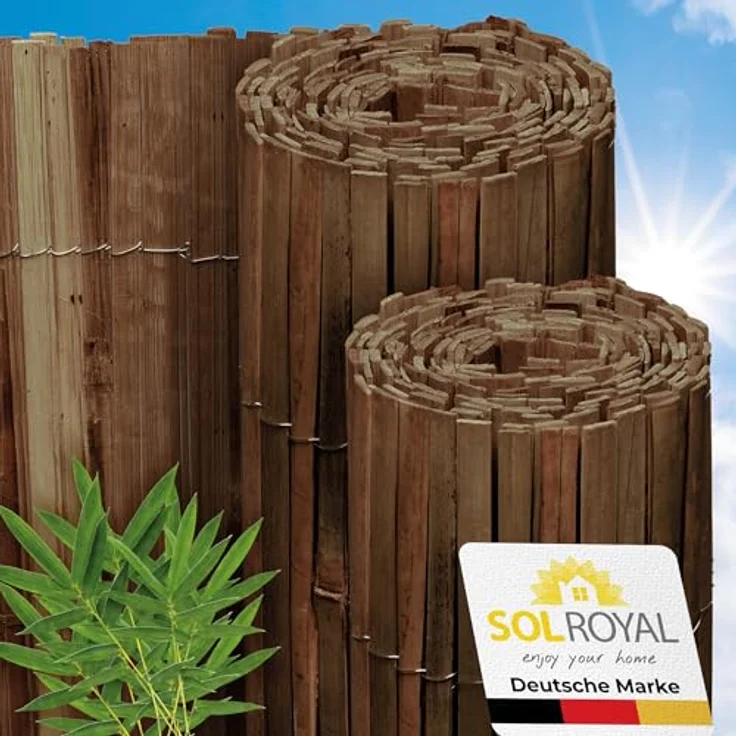 Sol Royal Dunkelbrauner Split Bambus Sichtschutz 140x600 cm – Sichtschutz Bambus Zaun Bambusmatte Gartensichtschutz Balkon Sichtschutzzaun – Natursichtschutz Witterungsbeständig B55 – Bild 11