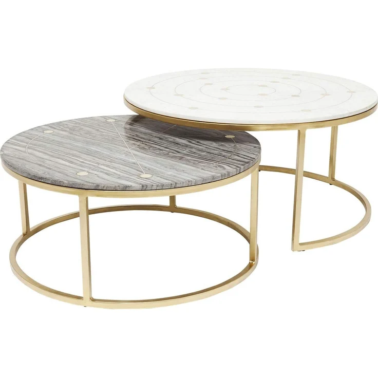 Kare Design Beistelltisch Mystic Round, 2-er Set, Durchmesser 90cm , Marmor Beistelltisch, edel und dezent, Kaffeetisch, (H/B/T) 55 x 90 x 90 cm – Bild 8