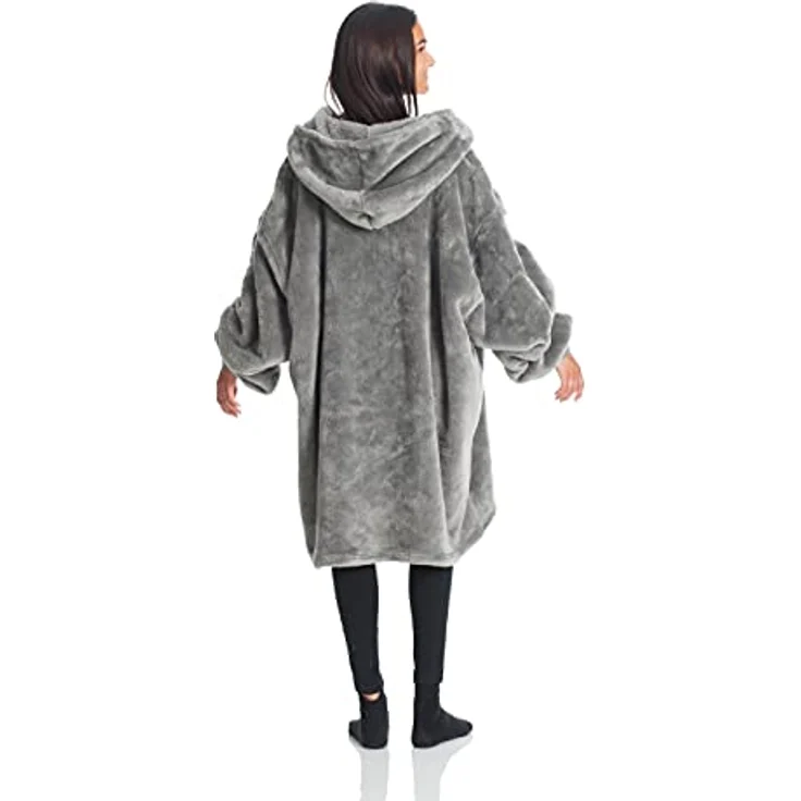 Hoodie Decke mit Ärmeln Deckenpullover Fluffy | Tragbare Decke zum Anziehen, Geschenke für Frauen Damen, Warm Kuschelpullover Erwachsene weich Ärmeldecke 90x95 cm – Bild 6
