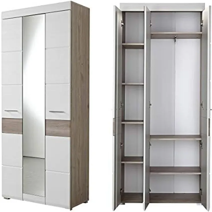 Garderobenschrank FUNNY weiß Silbereiche Spiegel
