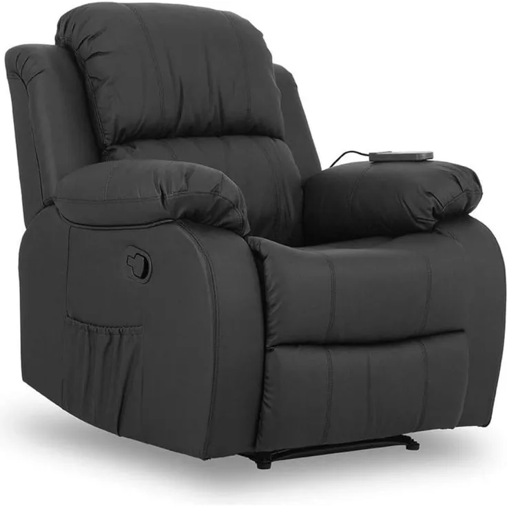 ZZ DON DESCANSO Trevi Schwarz Relax Massagesessel, Kunstleder, Grande