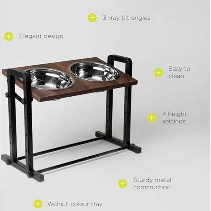 lionelo Futternapf MISTY, Edelstahl 304, 4 Höhen 14–32 cm/3 Winkel 0–15°/2×1200 ml/304 Stahl/2,35 kg – Bild 7