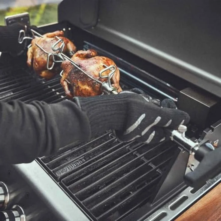 BURNHARD® Drehspieß-Set für Gasgrill, 2-teilig, 4 W Elektromotor, 2 U/Min, Edelstahl-Grillkorb, Sechskant-Stangen, automatischer Richtungswechsel, spülmaschinenfest – EARL Serie - Multi-Color - #945784 – Bild 7