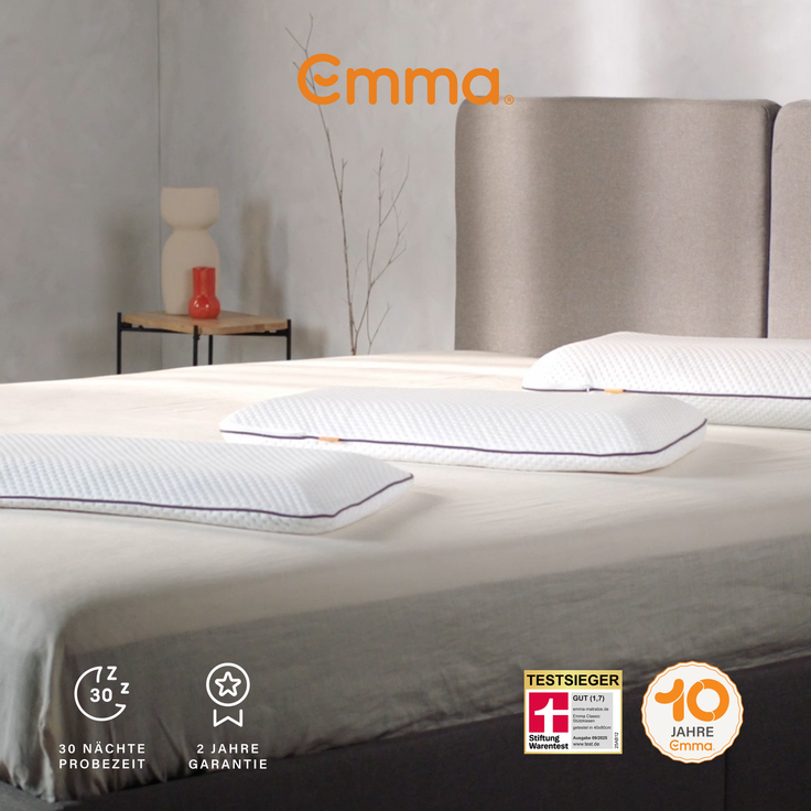 Emma 'Classic' Nackenstützkissen, Stiftung Warentest, 80x40 cm, Höhe 12 cm, 98 % Polyester / 2 % Elasthan weiß – Bild 9