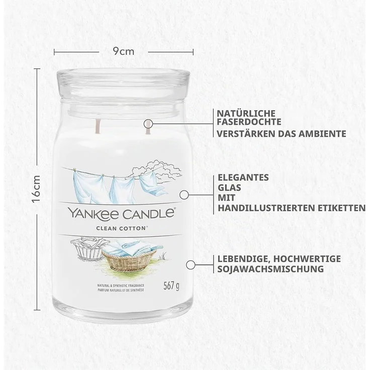 Yankee Candle Duftkerze Signature Clean Cotton 567 g – Bild 4