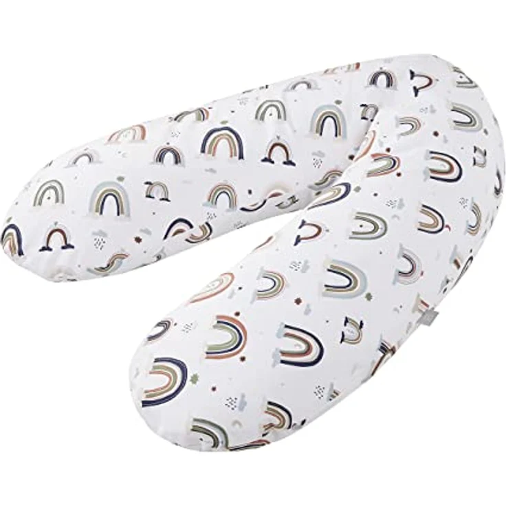 Rotho Babydesign Stillkissen Multi (190x35 cm) - Hypoallergen - geräuschlos - Seitenschläferkissen - Maschinenwaschbar - Motiv Boho Rainbow – Bild 1