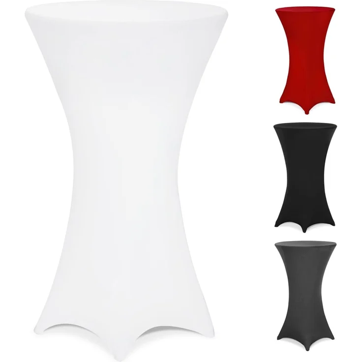 DETEX® Stehtischhusse Weiß 60-65cm Verstärkter Fußbereich 30°C Waschbar Stehtisch Hussen Stretch Tisch Überzug Hochzeit – Bild 1