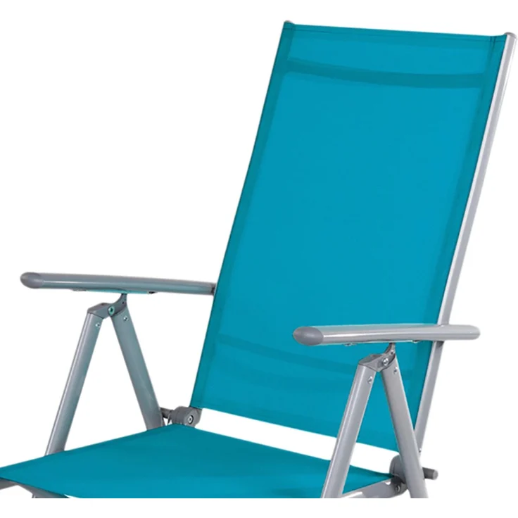 Garten Klappstuhl Outdoorstuhl Aluminium - Textilen Silbergrau/Petrol – Bild 4