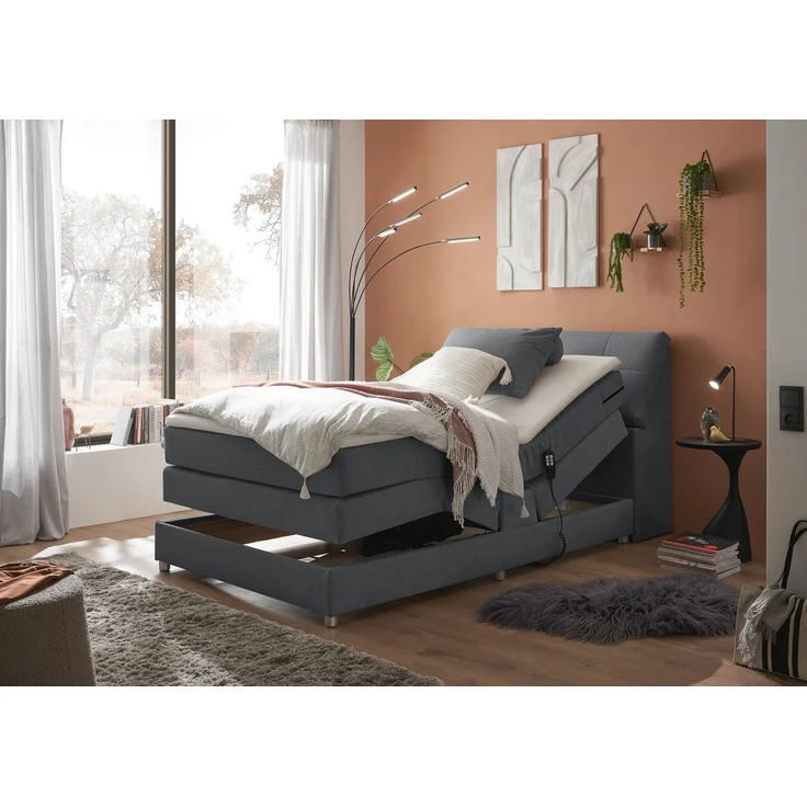 Boxspringbett Toulouse A von Ed Exciting Design Farbe Anthrazit – Motor, Stauraum & Relaxfunktion H2 – Bild 1