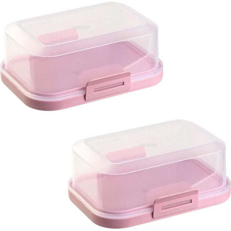 Engelland Butterdose Stapelbare Butter-/Käsedose, Kunststoff, (Vorteils-Set, 2-tlg, mit sicherem Klickverschluss), stapelbar, platzsparend, Ordnung im Kühlschrank, BPA-Frei, Mehrzweck – Bild 1