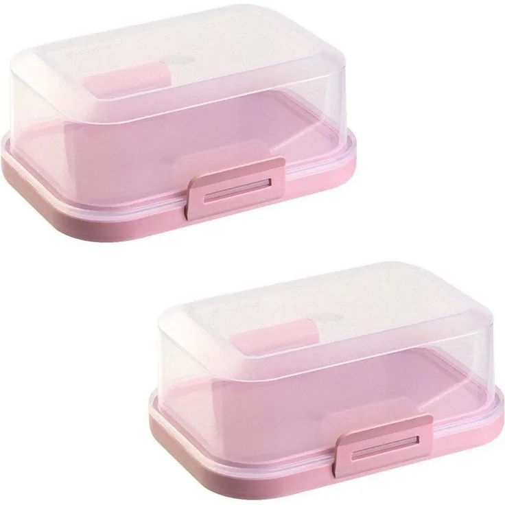 Engelland Butterdose Stapelbare Butter-/Käsedose, Kunststoff, (Vorteils-Set, 2-tlg, mit sicherem Klickverschluss), stapelbar, platzsparend, Ordnung im Kühlschrank, BPA-Frei, Mehrzweck