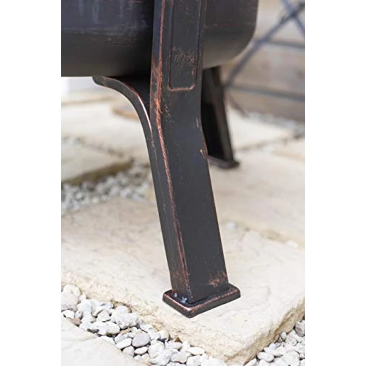 La Hacienda Brava Ø 80 cm Feuerkorb - Feuerkorb für den Garten - Feuertonne & Feuerstelle - Feuerschale Feuerkorb aus stabilem Stahl - Mit Grillrost & Schürhaken zum Kochen - 80x80x72 cm – Bild 7