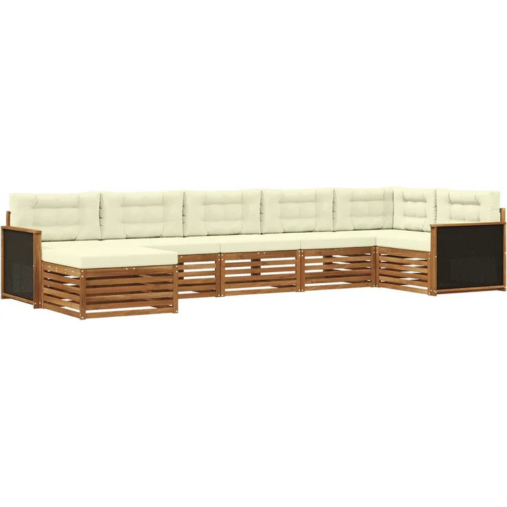 vidaXL Outdoor-Sofagarnitur 7 stk. 7-Sitzer Natur und Creme 3383613 – Bild 2