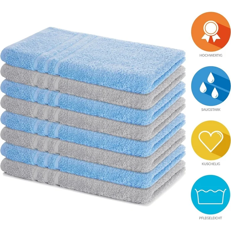 Lavea Handtücher 8er Handtuch Set 50x100 cm, Sporthandtuch, Badetuch, (Frottierserie Elena), Saugstarke & weiche Gästetücher, Handtuch Set – Bild 2