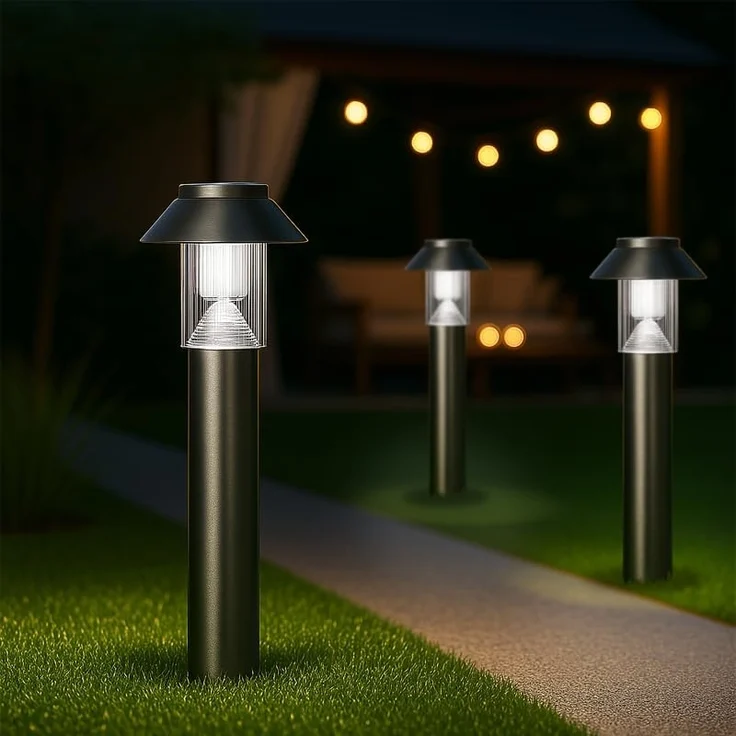 MeLiTec 3er Set Solar LED Gartenleuchten SO06-1 Edelstahl matt gebürstet – Bild 1