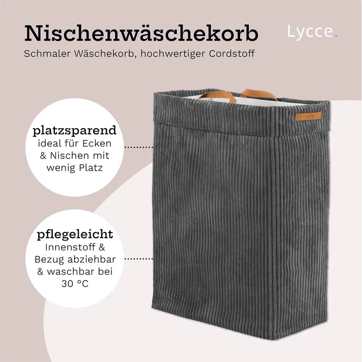 Lycce Wäschekorb Lycce Wäschekorb Cord – faltbar, waschbar & perfekt für Nischen – Bild 2