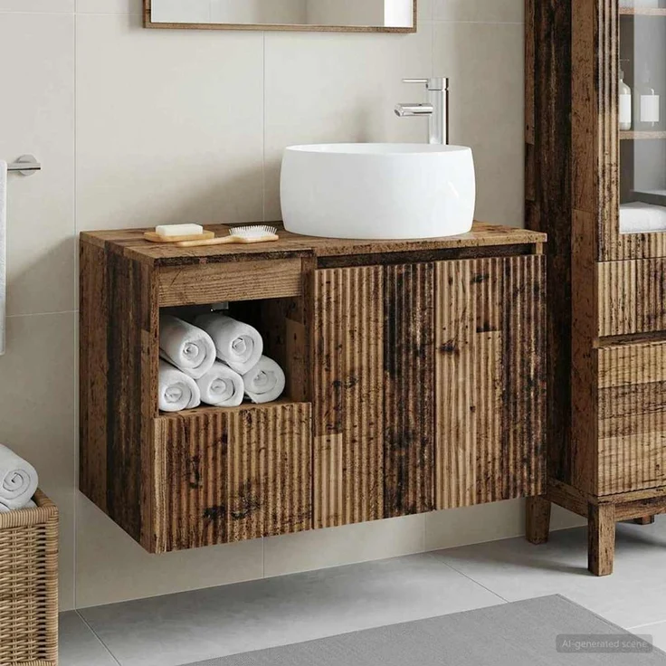 vidaXL Badezimmerschrank-Set 2 stk. Altholz 79,5 x 44,5 x 80 cm 3404102 – Bild 1