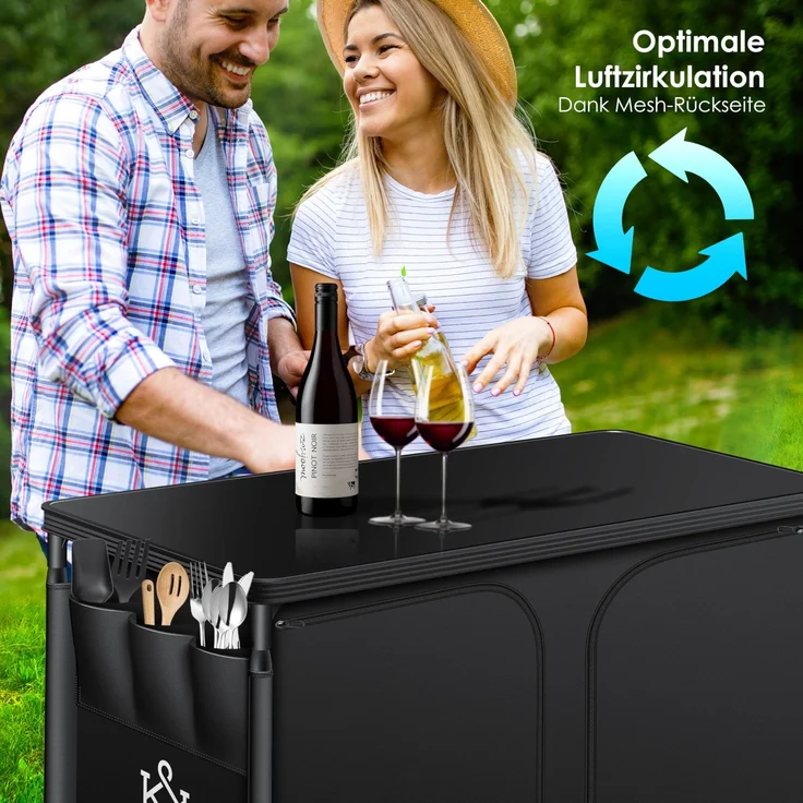 KESSER® Campingschrank, Campingküche mit Aluminiumgestell, inkl. Tragetasche , Kocherschrank für Camping , Campingmöbel , Outdoor Typ F6 (Schwarz) – Bild 9