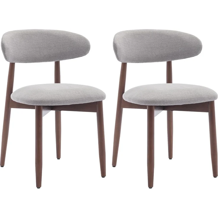 COLAMY Esszimmerstühle 2er Set, Polsternder Stühle Esszimmer mit Rückenlehne, Moderne Küchenstühle Gepolstert, Stoff Dining Chairs mit Back und Holzbeinen für Esszimmer, Küche, Restaurant, Hellgrau