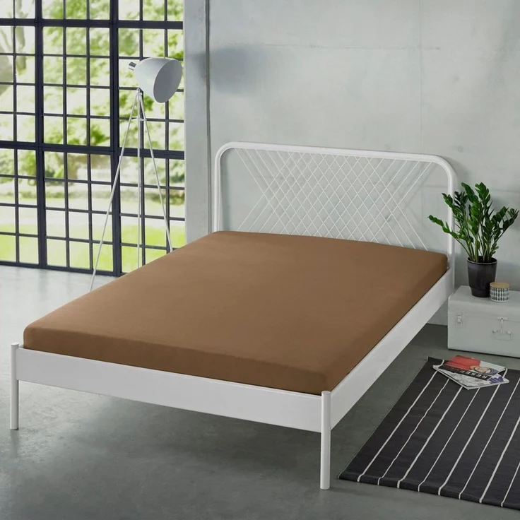 Erwin Müller 'Freising' Spannbettlaken, Gummizug: Rundumgummi, 1 Stück, Elasthan-Jersey-Stretch Uni, Braun, 120x200 cm - 130x220 cm – Bild 3