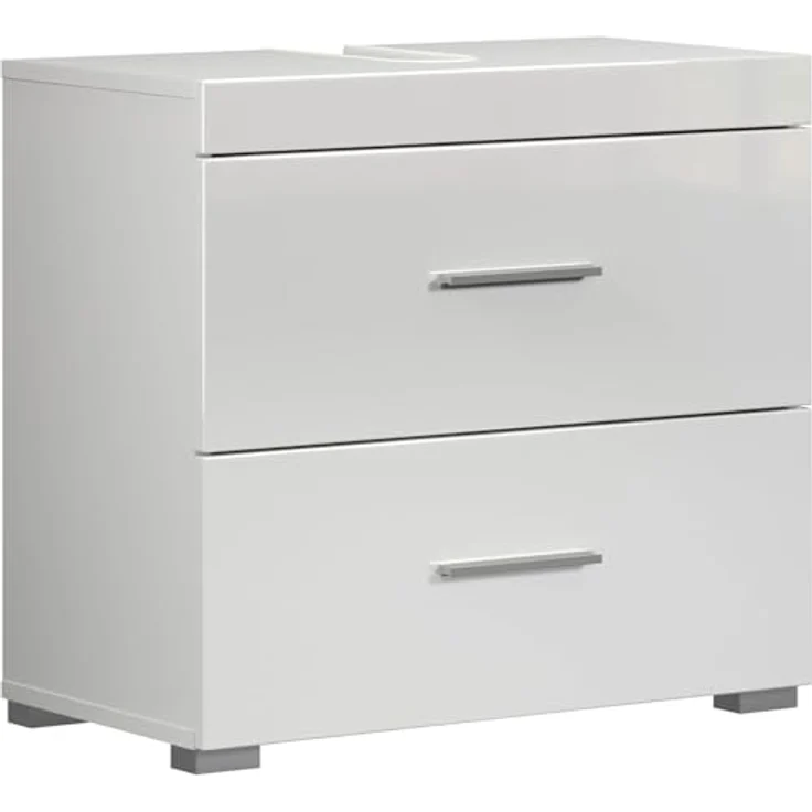 trendteam smart living – Amanda – Waschbeckenunterschrank – Weiß/Weiß Hochglanz – 2 Schubladen mit Vollauszug - (BxHxT) 60 x 56 x 34 cm - Kratzfest & pflegeleicht – Bild 2