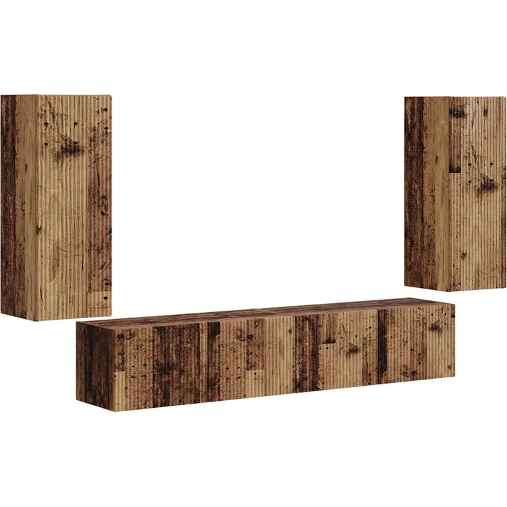 TV-Wandregal Wandmontiert 4 pcs Altholz Holzwerkstoff – Bild 2