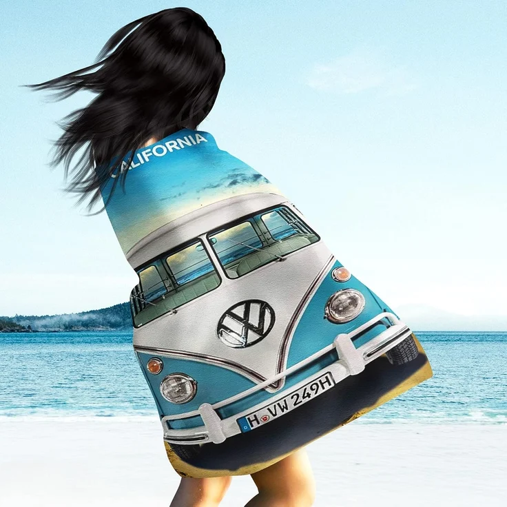 BERONAGE Strandtücher VW Volkswagen Bulli T1 Paradise 075 Badetuch 75x150 cm, 100% Baumwolle (1-St), Frottee in Velours-Qualität – Bild 3