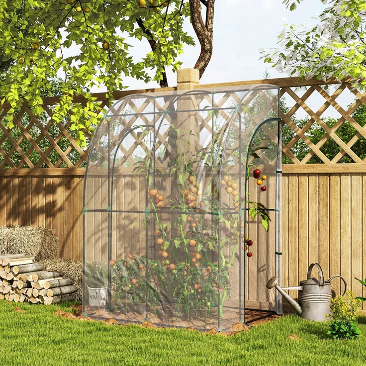 Wohnora-Anlehngewächshaus mit 2 aufrollbaren Reißverschlusstüren, Stahl, transparentes PVC,H 2120cm x T 1185cm x B 1180cm,Transparent – Bild 1