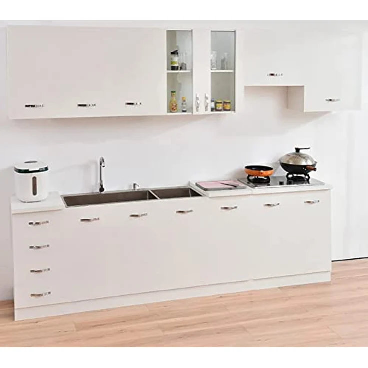 Shally Dogan Hängeschrank für die Küche, Hängeschrank aus Holz mit Zwei Türen, Regal und 2 Fächern, geräumiger und robuster Wandschrank, Maße: 80 x 32 x 72 cm (weiß) – Bild 2
