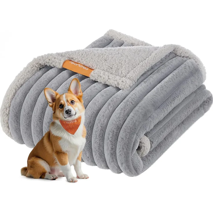 Feandrea Hundedecke, wasserdichte Decke, L, 127 x 102 cm, für kleine, mittelgroße Hunde, beidseitig verwendbar, Hundesofa waschbar, taubengrau-hellgrau PPBDE035G01