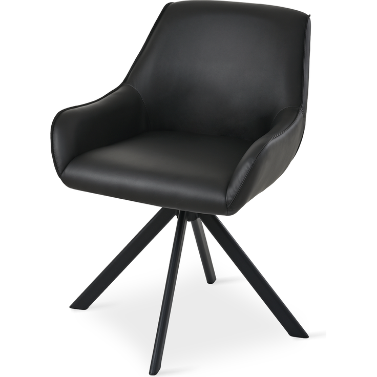 GOEURVANT 1178 Esszimmerstühle 2er-Set mit Armlehnen, 360° Drehbar, Kunstleder - Schwarz – Bild 4