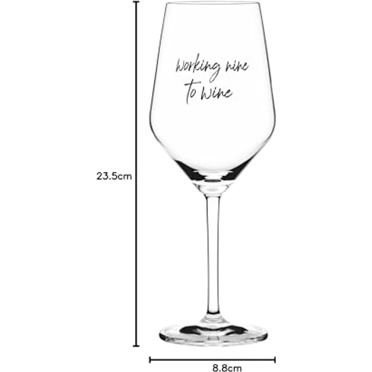 Sand & Soda 9500003 Modernes Weinglas mit trendigem Spruch working nine to wine Geschenkbox – Made in Germany – Bild 7